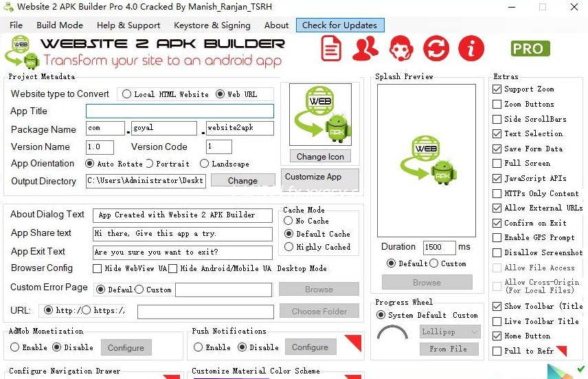网页转安卓apk的软件: website 版本号是v4.0-小新轻创