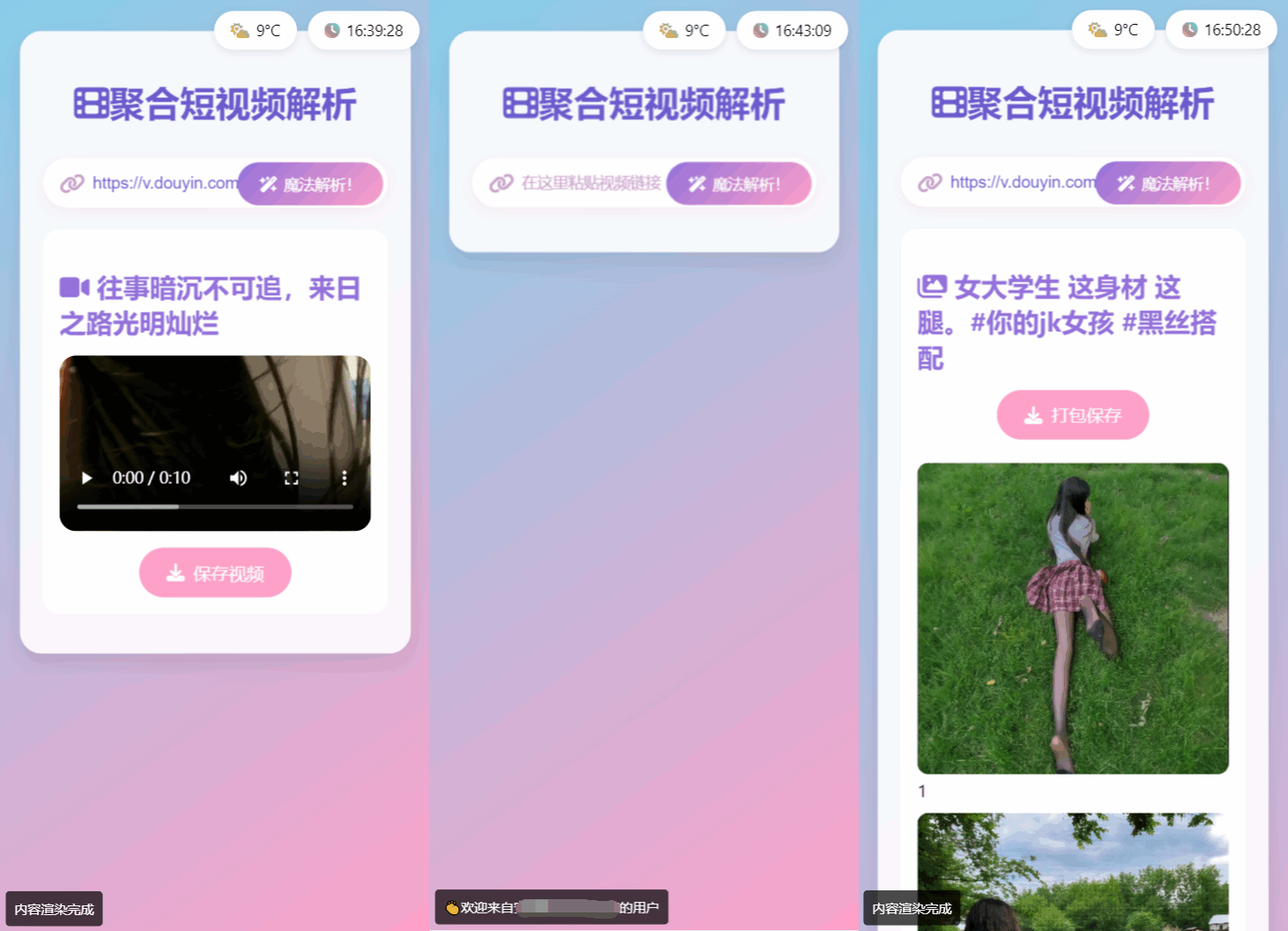 全新二次元聚合短视频解析去水印系统源码 自适应双端-小新轻创