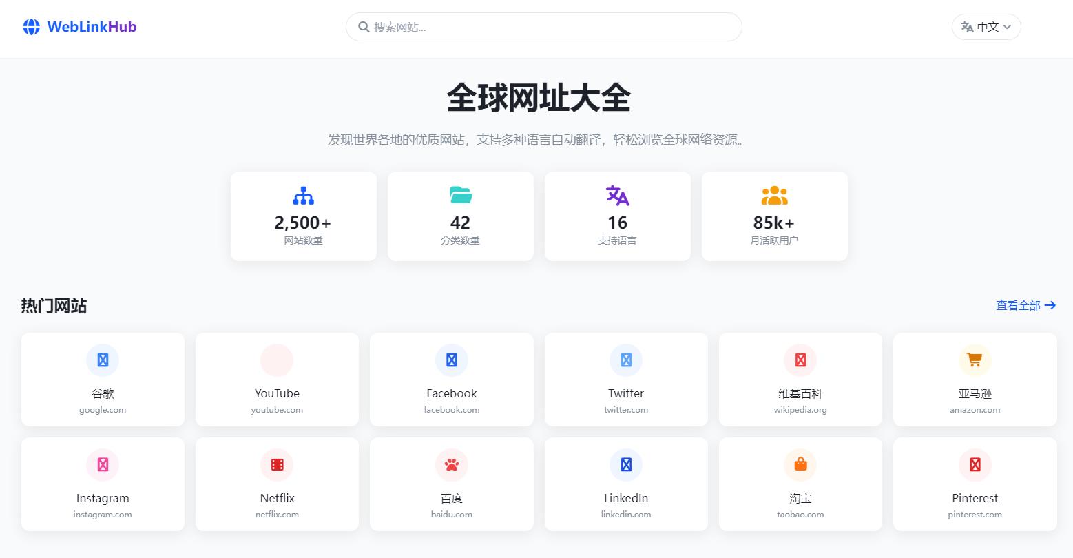 一款多语言简洁网址导航单页HTML源码-小新轻创